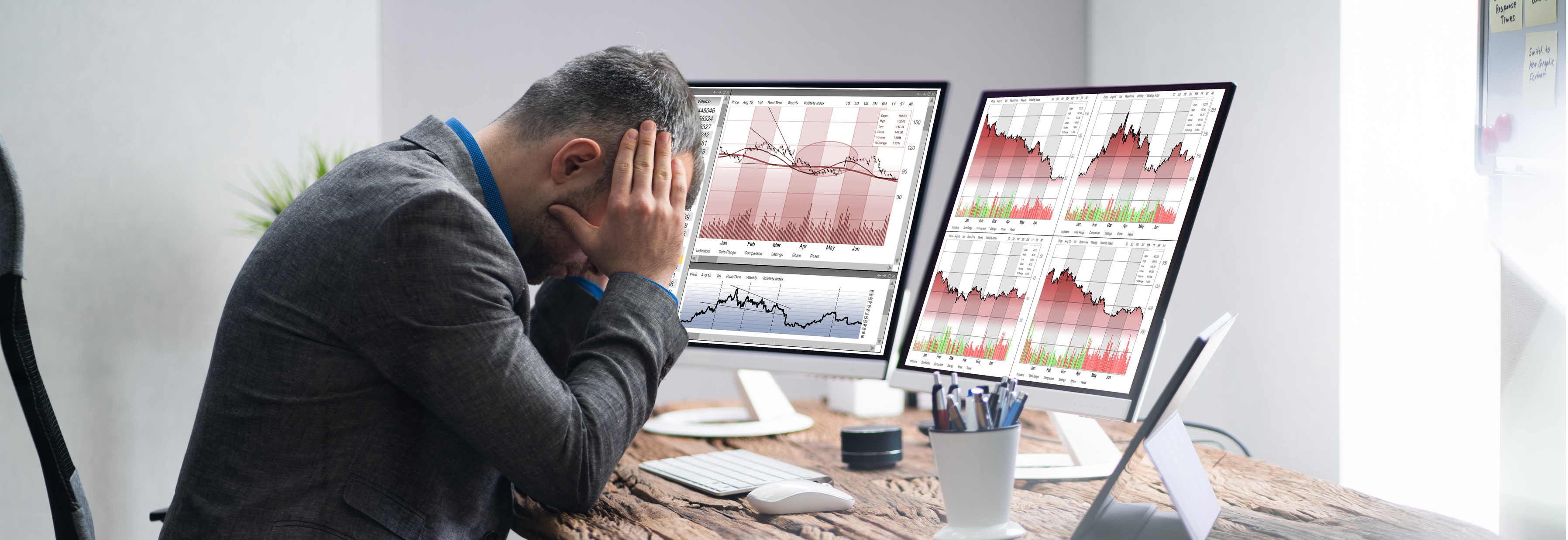 Financial Loss Data. Businessman With Stock Loss