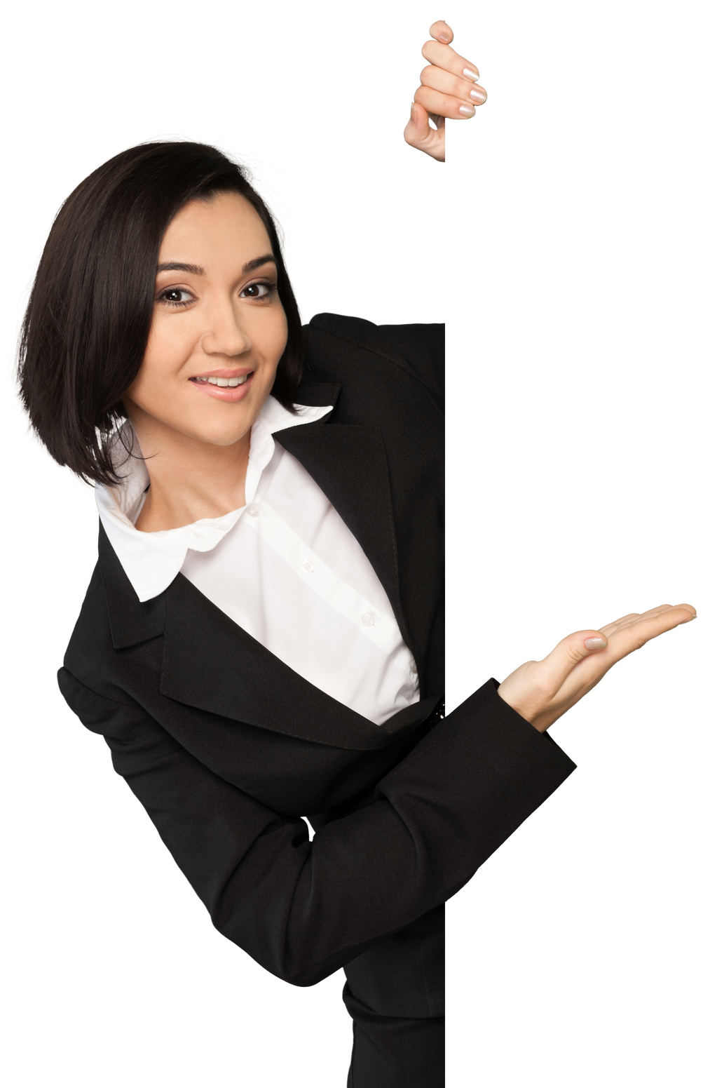 Portrait of a Businesswoman behind Blank Wall Showing Empty Space