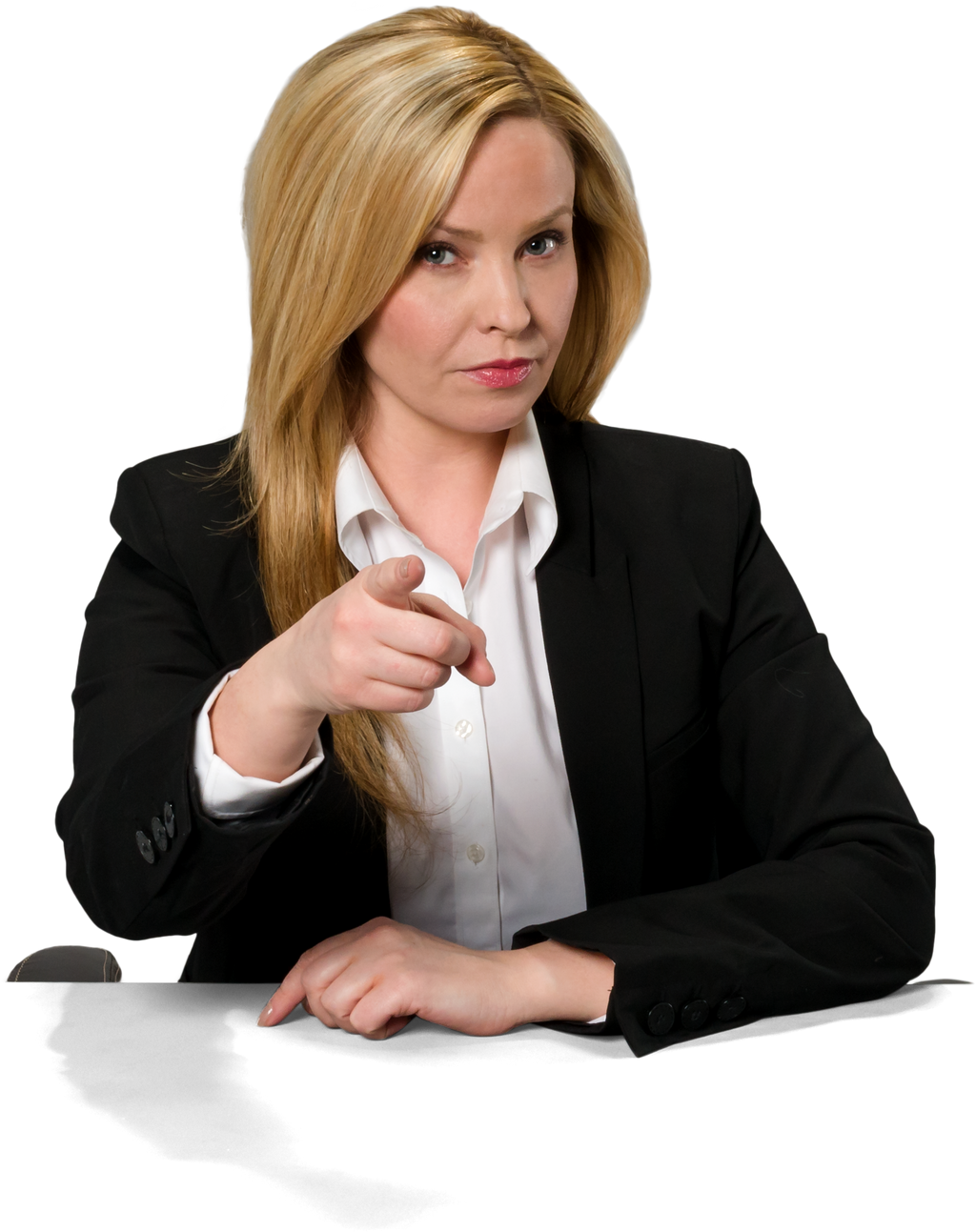 Businesswoman pointing at you